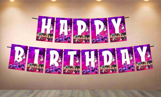 Tiny Tans BTS Theme Happy Birthday Banner for Photo Shoot Backdrop and Theme Party
