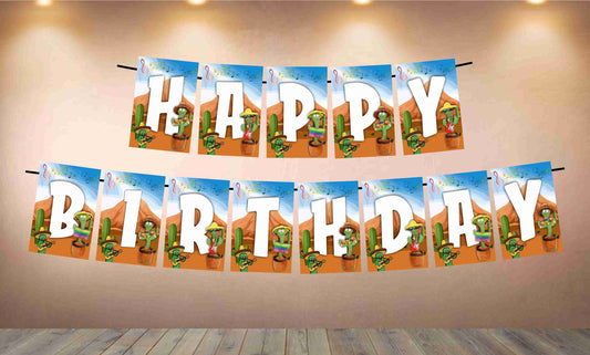 Talking Cactus Theme Happy Birthday Banner for Photo Shoot Backdrop and Theme Party