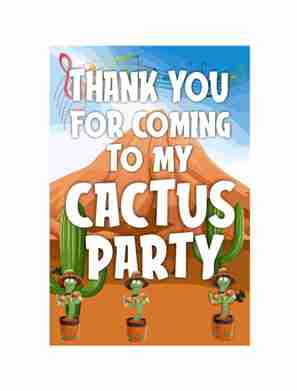 Talking Cactus theme Return Gifts Thank You Tags Thank u Cards for Gifts 20 Nos Cards and Glue Dots
