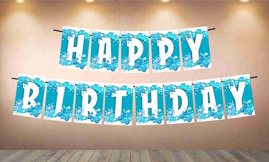 Bubbles Theme Happy Birthday Banner for Photo Shoot Backdrop and Theme Party