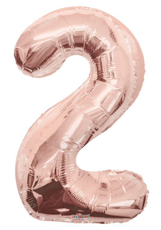 Number 2 Rose Gold Foil Balloon 16 Inches - Balloonistics