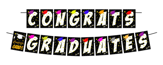 Congrats Grads Banner Decoration Hanging and Banner for Photo Shoot Backdrop and Theme Party