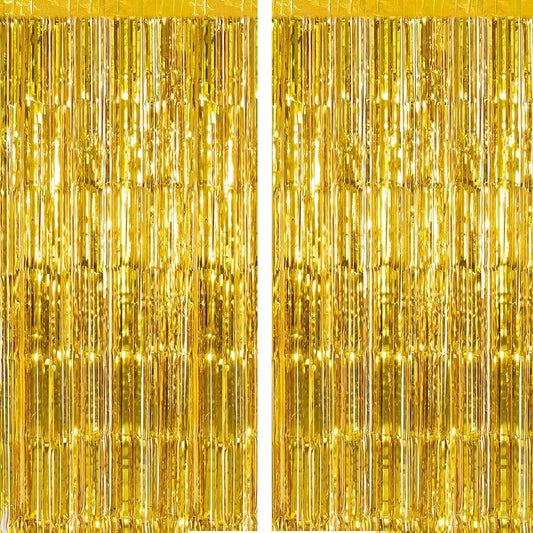 Gold Foil Curtains Pack of 2 Nos for Birthday Decoration Photo Booth Props Backdrop Baby Shower Bachelorette Party Decorations 3*6 Feet Each