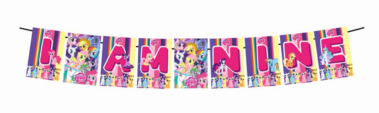 Little Pony Theme I Am Nine 9th Birthday Banner for Photo Shoot Backdrop and Theme Party