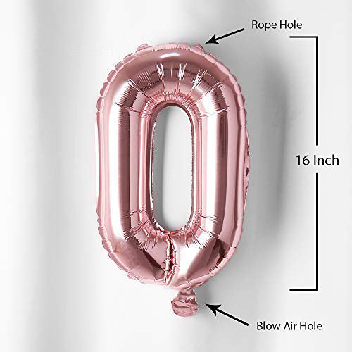 Number 0 Rose Gold Foil Balloon 16 Inches - Balloonistics
