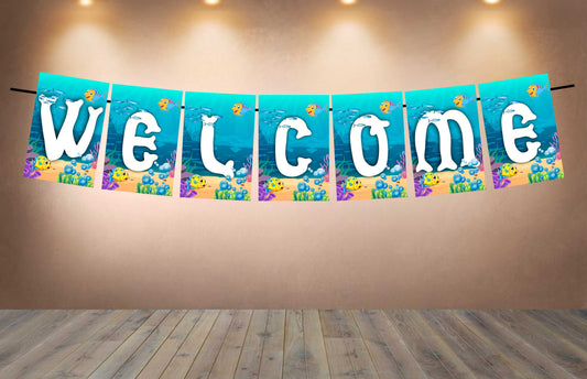Ocean Underwater Theme Welcome Banner for Party Entrance Home Welcoming Birthday Decoration Party Item