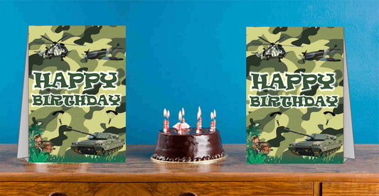 Camo Military Theme Cake Table and Guest Table Birthday Decoration Centerpiece Pack of 2