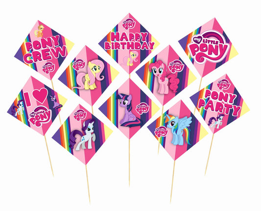 Little Pony Theme Birthday Photo Booth Party Props Theme Birthday Party Decoration, Birthday Photo Booth Party Item for Adults and Kids