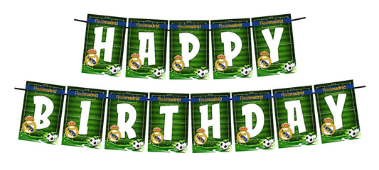 Real Madrid FootBall Happy Birthday Decoration Hanging and Banner for Photo Shoot Backdrop and Theme Party
