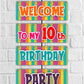 10th Birthday Welcome Board Welcome to My Birthday Party Board for Door Party Hall Entrance Decoration Party Item for Indoor and Outdoor 2.3 feet