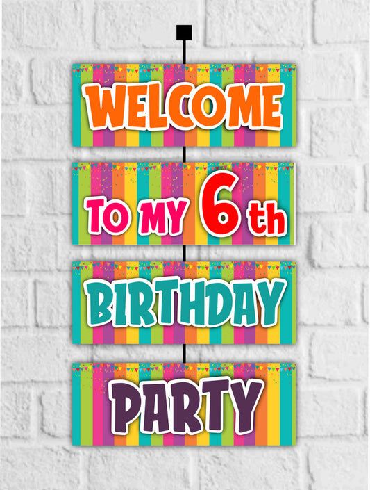6th Birthday Welcome Board Welcome to My Birthday Party Board for Door Party Hall Entrance Decoration Party Item for Indoor and Outdoor 2.3 feet
