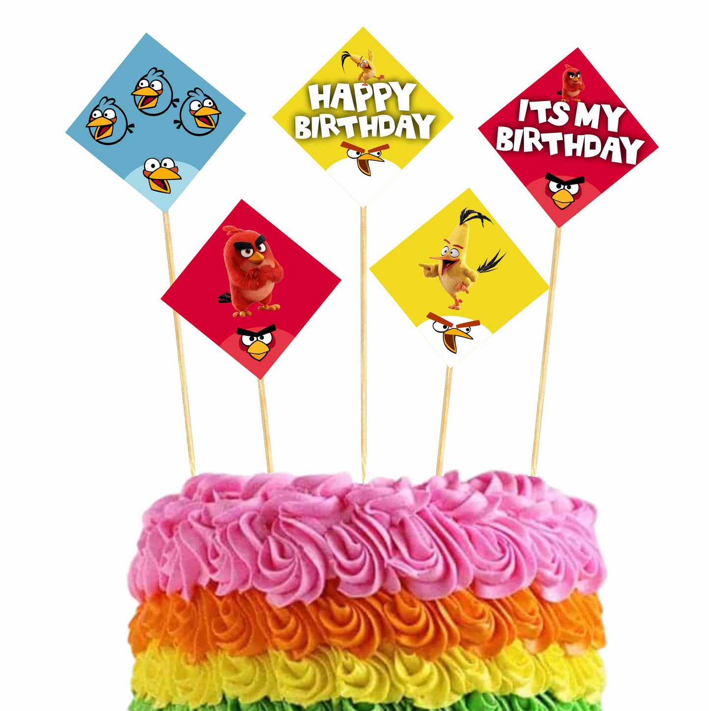 Angry Birds Theme Cake Topper Pack of 10 Nos for Birthday Cake Decoration Theme Party Item For Boys Girls Adults Birthday Theme Decor