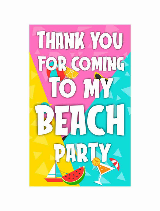 Beach Party theme Return Gifts Thank You Tags Thank u Cards for Gifts 20 Nos Cards and Glue Dots