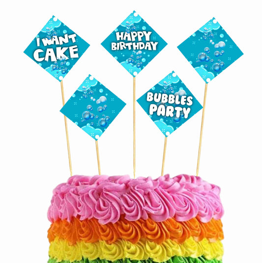 Bubbles Theme Cake Topper Pack of 10 Nos for Birthday Cake Decoration Theme Party Item For Boys Girls Adults Birthday Theme Decor