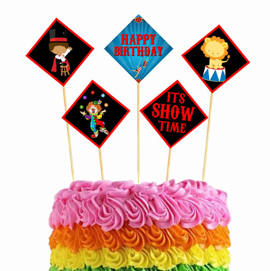 Circus Theme Cake Topper Pack of 10 Nos for Birthday Cake Decoration Theme Party Item For Boys Girls Adults Birthday Theme Decor