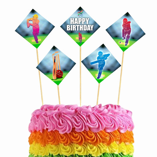 Cricket Theme Cake Topper Pack of 10 Nos for Birthday Cake Decoration Theme Party Item For Boys Girls Adults Birthday Theme Decor