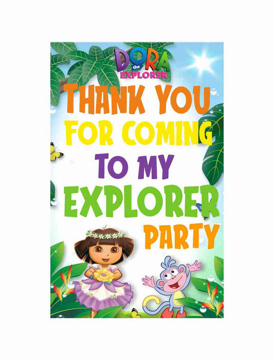 Dora Theme Return Gifts Thank You Tags Thank u Cards for Gifts 20 Nos Cards and Glue Dots