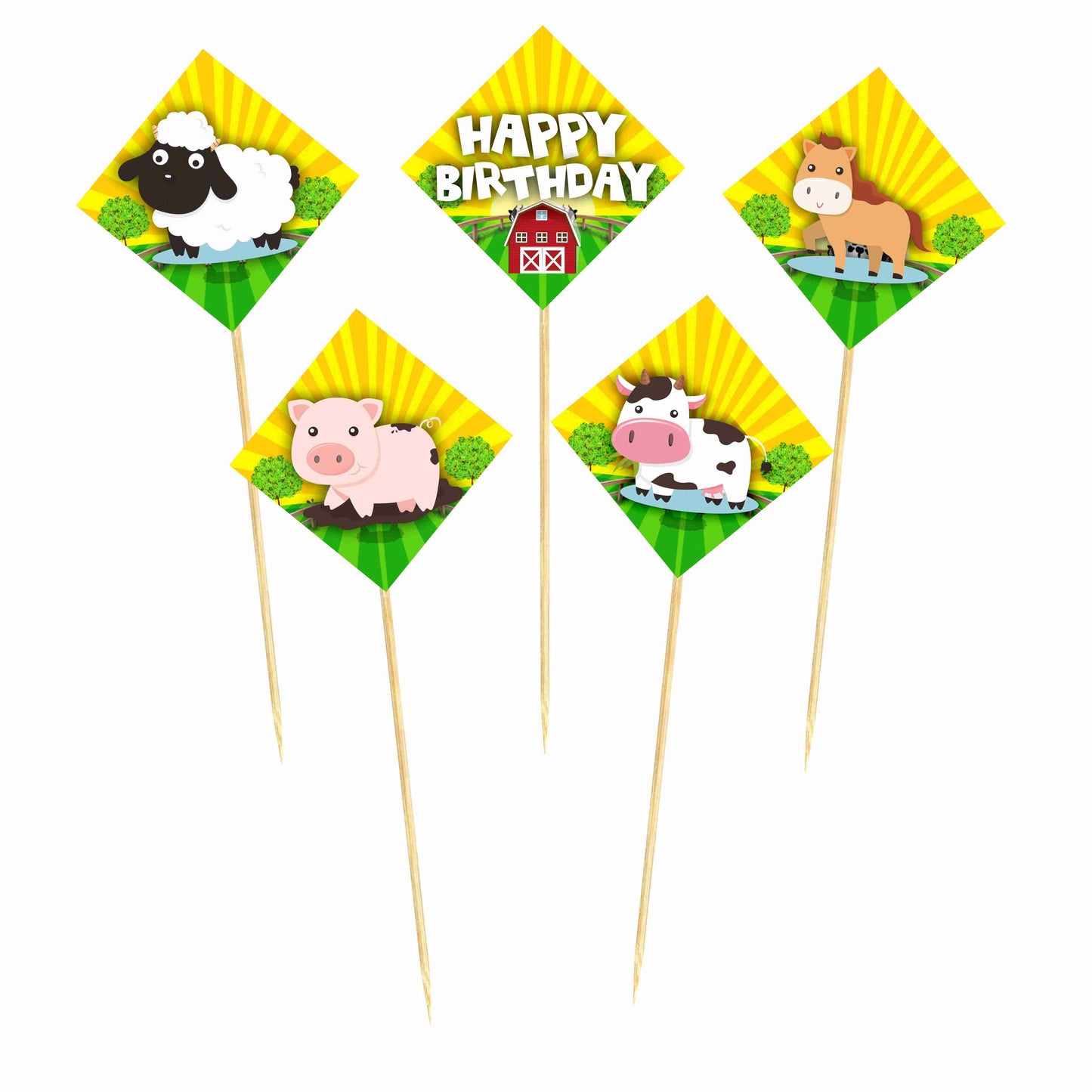 Farm Theme Cake Topper Pack of 10 Nos for Birthday Cake Decoration Theme Party Item For Boys Girls Adults Birthday Theme Decor