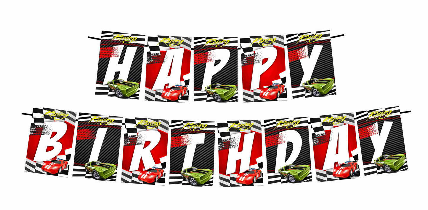 Sports Car Theme Happy Birthday Banner for Photo Shoot Backdrop and Theme Party