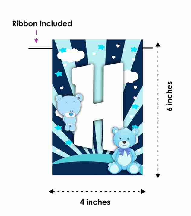 Blue Teddy Bear Theme Happy Birthday Banner for Photo Shoot Backdrop and Theme Party