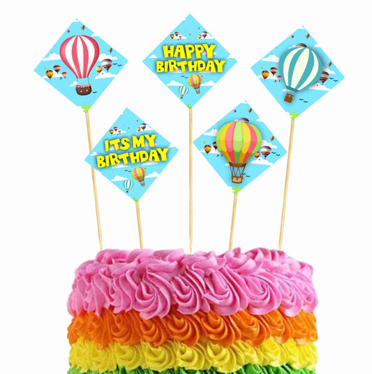 HotAir Balloon Theme Cake Topper Pack of 10 Nos for Birthday Cake Decoration Theme Party Item For Boys Girls Adults Birthday Theme Decor