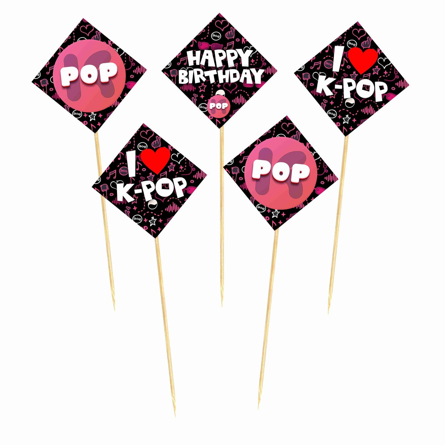 Kpop Theme Cake Topper Pack of 10 Nos for Birthday Cake Decoration Theme Party Item For Boys Girls Adults Birthday Theme Decor