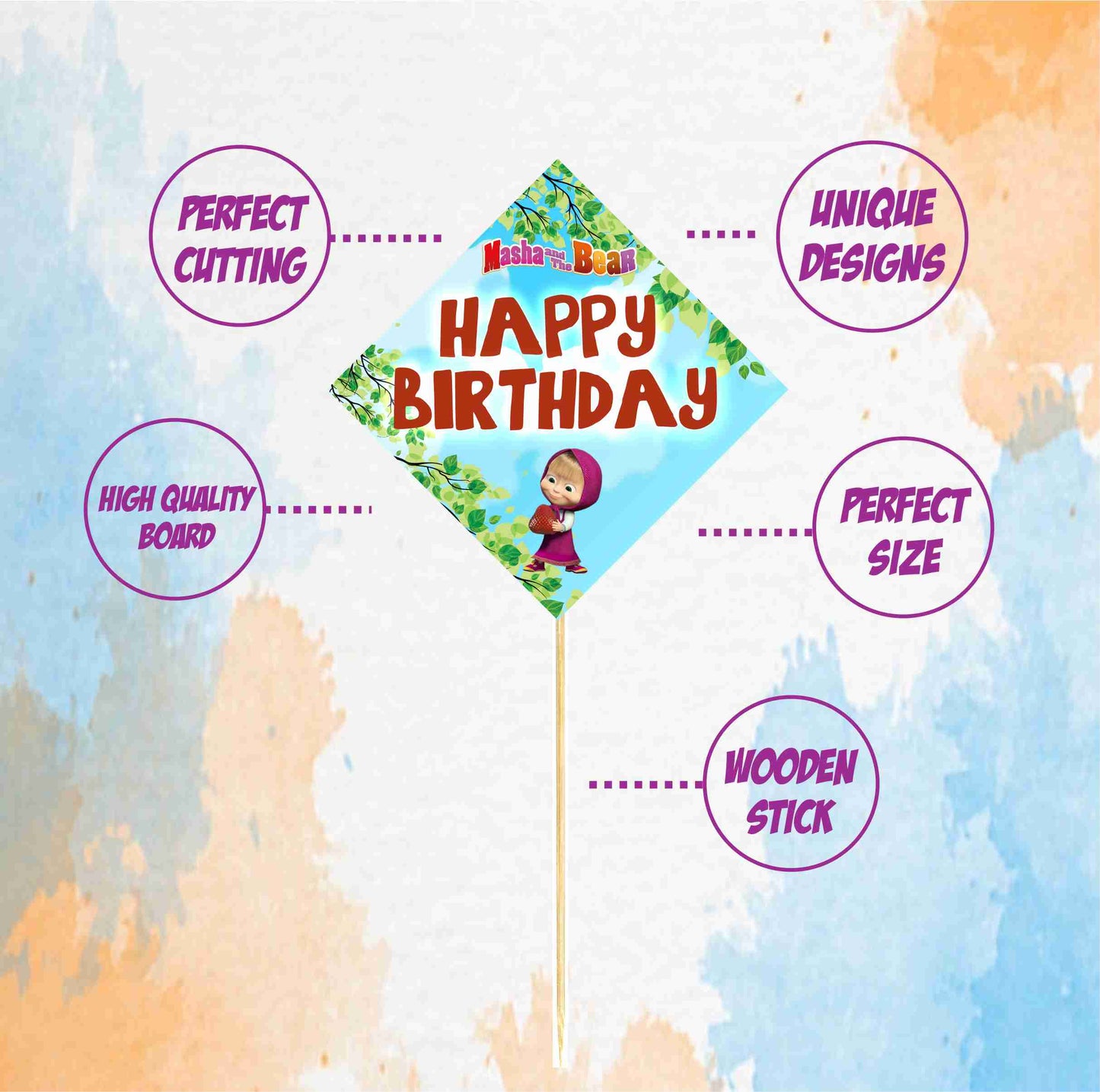 Masha Bear Theme Cake Topper Pack of 10 Nos for Birthday Cake Decoration Theme Party Item For Boys Girls Adults Birthday Theme Decor