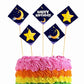 Moon and Stars Theme Cake Topper Pack of 10 Nos for Birthday Cake Decoration Theme Party Item For Boys Girls Adults Birthday Theme Decor