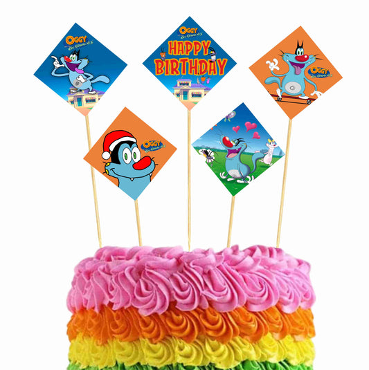 Oggy and Cockroaches Theme Cake Topper Pack of 10 Nos for Birthday Cake Decoration Theme Party Item For Boys Girls Adults Birthday Theme Decor