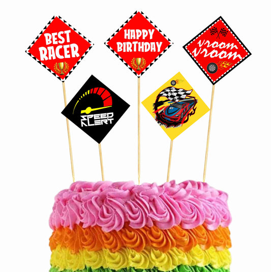 Racing Theme Cake Topper Pack of 10 Nos for Birthday Cake Decoration Theme Party Item For Boys Girls Adults Birthday Theme Decor