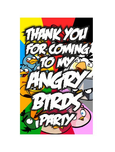 Angry Birds theme Return Gifts Thank You Tags Thank u Cards for Gifts 20 Nos Cards and Glue Dots