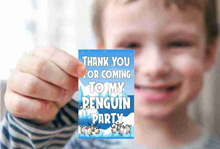 Penguin theme Return Gifts Thank You Tags Thank u Cards for Gifts 20 Nos Cards and Glue Dots