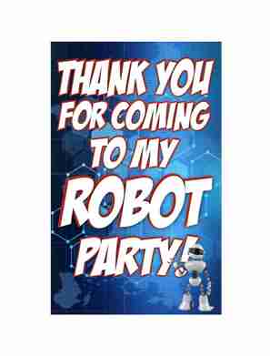 Robot theme Return Gifts Thank You Tags Thank u Cards for Gifts 20 Nos Cards and Glue Dots