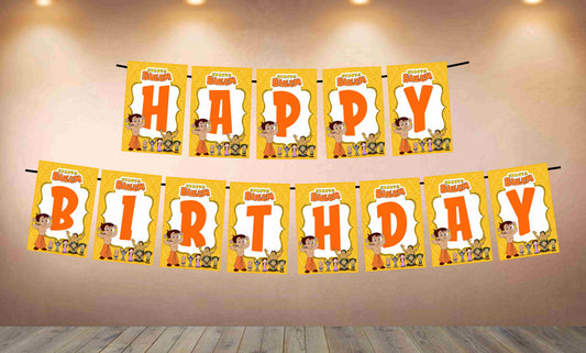 Chota Bheem Theme Happy Birthday Banner for Photo Shoot Backdrop and Theme Party
