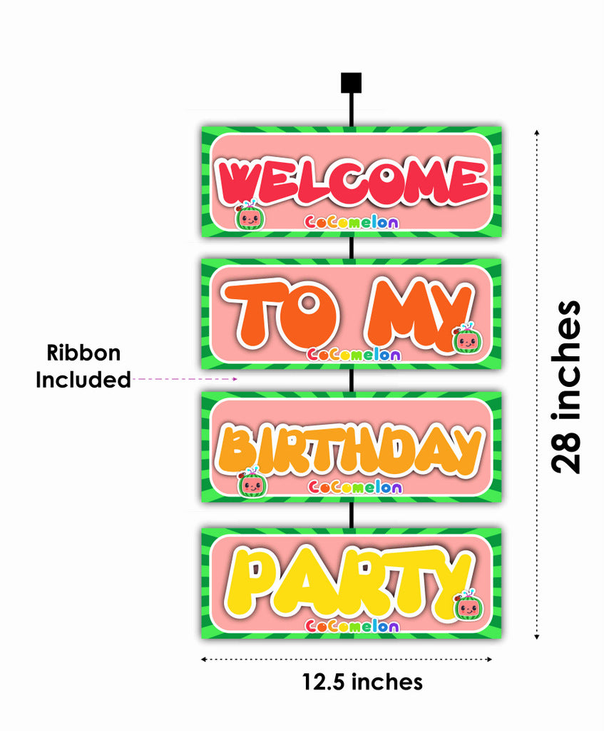 Coco Melon Theme Birthday Welcome Board Welcome to My Birthday Party Board for Door Party Hall Entrance Decoration Party Item for Indoor and Outdoor 2.3 feet