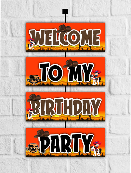 Cowboy Theme Birthday Welcome Board Welcome to My Birthday Party Board for Door Party Hall Entrance Decoration Party Item for Indoor and Outdoor 2.3 feet