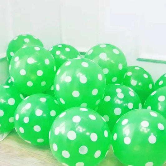 Green Polka Dot 12 inches Balloon Pack of 10 for birthday decoration, Anniversary Weddings Engagement, Baby Shower, New Year decoration, Theme Party balloons