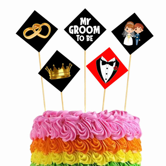 Groom Party Cake Topper Pack of 10 Nos for Birthday Cake Decoration Theme Party Item