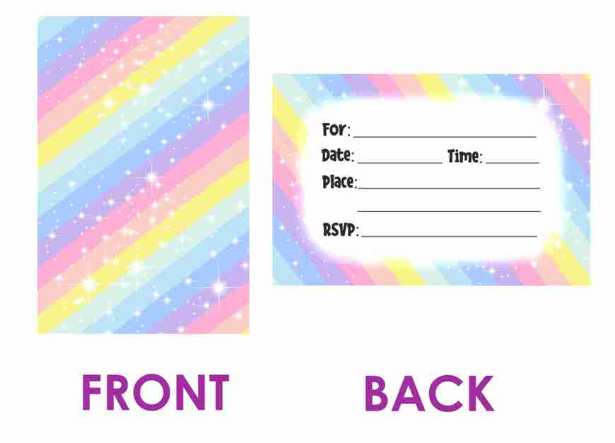 Pastel Colors Theme Children's Birthday Party Invitations Cards with Envelopes - Kids Birthday Party Invitations for Boys or Girls,- Invitation Cards (Pack of 10)