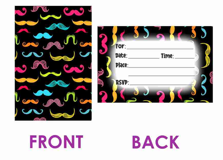 Moustache Theme Children's Birthday Party Invitations Cards with Envelopes - Kids Birthday Party Invitations for Boys or Girls,- Invitation Cards (Pack of 10)