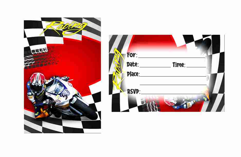Sports Bike Theme Children's Birthday Party Invitations Cards with Envelopes - Kids Birthday Party Invitations for Boys or Girls,- Invitation Cards (Pack of 10)