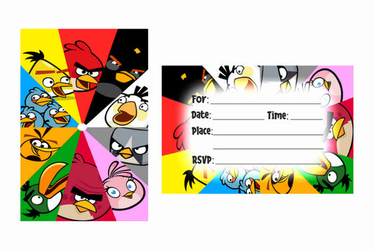 Angry Birds Theme Children's Birthday Party Invitations Cards with Envelopes - Kids Birthday Party Invitations for Boys or Girls,- Invitation Cards (Pack of 10)