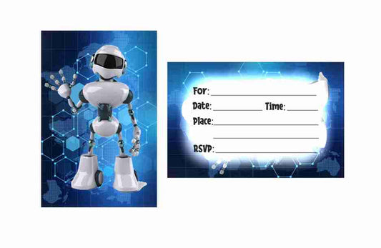 Robot Theme Children's Birthday Party Invitations Cards with Envelopes - Kids Birthday Party Invitations for Boys or Girls,- Invitation Cards (Pack of 10)