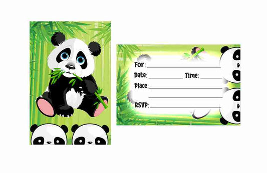 Panda Theme Children's Birthday Party Invitations Cards with Envelopes - Kids Birthday Party Invitations for Boys or Girls,- Invitation Cards (Pack of 10)