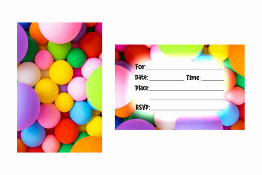 Colorful Balloons Theme Children's Birthday Party Invitations Cards with Envelopes - Kids Birthday Party Invitations for Boys or Girls,- Invitation Cards (Pack of 10)
