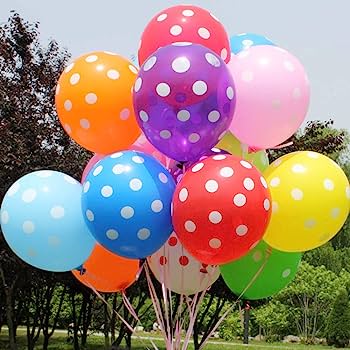 Multi Color Polka Dot 12 inches Balloon Pack of 10 for birthday decoration, Anniversary Weddings Engagement, Baby Shower, New Year decoration, Theme Party balloons
