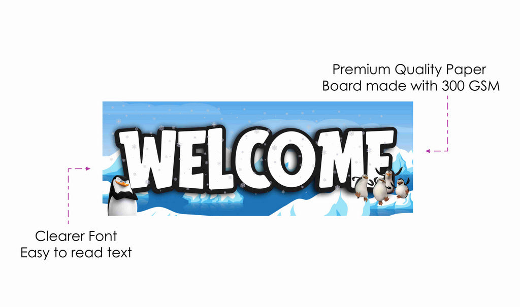 Penguin Theme Birthday Welcome Board Welcome to My Birthday Party Board for Door Party Hall Entrance Decoration Party Item for Indoor and Outdoor 2.3 feet