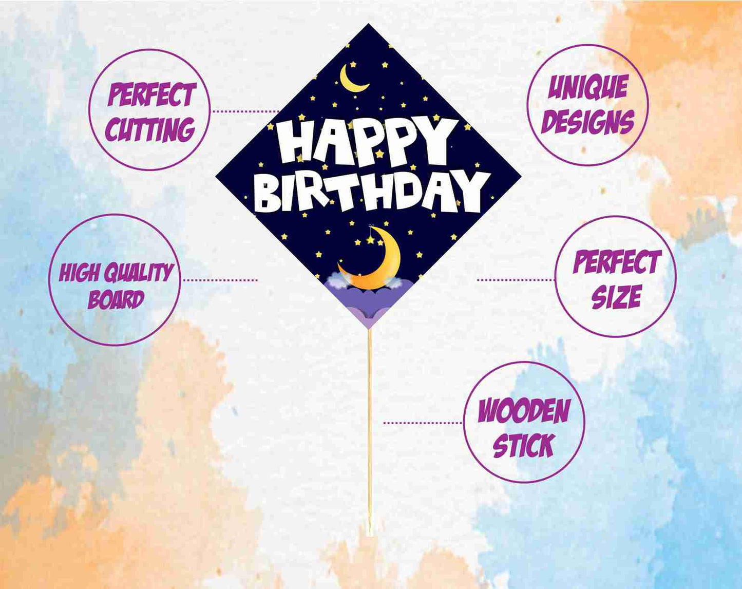 Moon and Stars Birthday Photo Booth Party Props Theme Birthday Party Decoration, Birthday Photo Booth Party Item for Adults and Kids