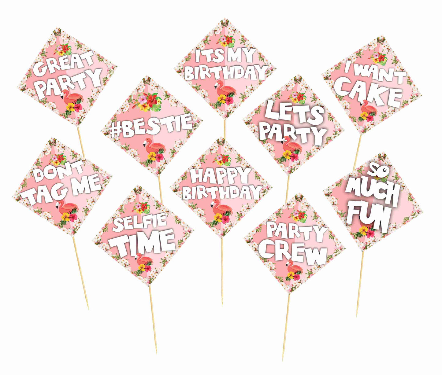 Flamingo Birthday Photo Booth Party Props Theme Birthday Party Decoration, Birthday Photo Booth Party Item for Adults and Kids