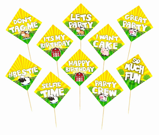 Farm Barnyard Birthday Photo Booth Party Props Theme Birthday Party Decoration, Birthday Photo Booth Party Item for Adults and Kids